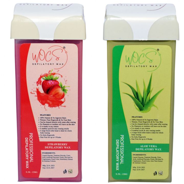 Wocs Pack of 2 Roll on Wax Refill Depilatory Waxing Refill for Women, Roller Waxing Hair Removal