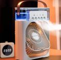 "3-in-1 Desk Air Cooler: Fan, Humidifier, and LED Light with Water Cooling Spray". 