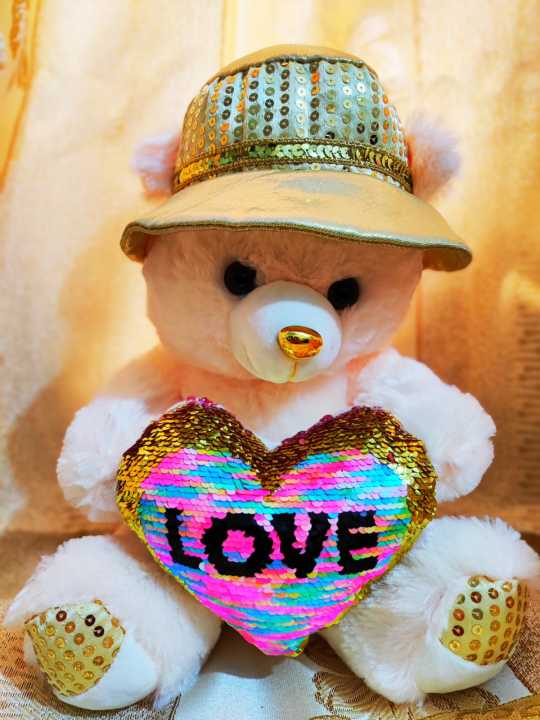 (22%20Inches)%20Sequince%20Heart%20Teddy%20Bear%20for%20Girls/%20Kids%20%7C%20Hat%20and%20Heart%20Fluffy%20Teddy%20Bear%20Big%20Size%20for%20Girls%20Giant%20Teddy%20Hugable%20Bear%20for%20Girls%20-%20Image%202