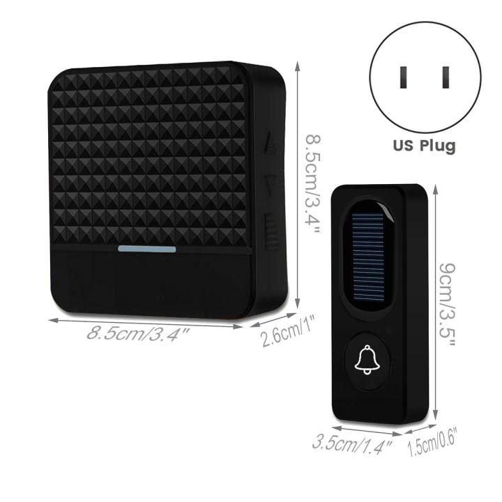 Wireless Solar Doorbell Solar Power Charging Doorbells Chime Kit IP65 Waterproof US Plug