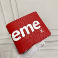 LV Supreme Red PU Leather Wallet For Men, Branded Wallet for boys. 