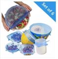 Pack of 6 Stretch Silicon Lids Kitchen Reusable Silicone Stretch Seal Lid for Food Preservation, Vacuum Food Storage, Bowl Cover. 