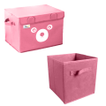 Pack of 2 - Foldable Kids Toy Storage Basket Bin Set 1 Pc Panda Cartoon Basket and 1 Pc Cube basket. 