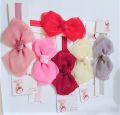 Head band bow shape Tissue Flower vibrant colors Elastic Stretch Headband Head Wrap Hair Band Baby Headwear Pack. 