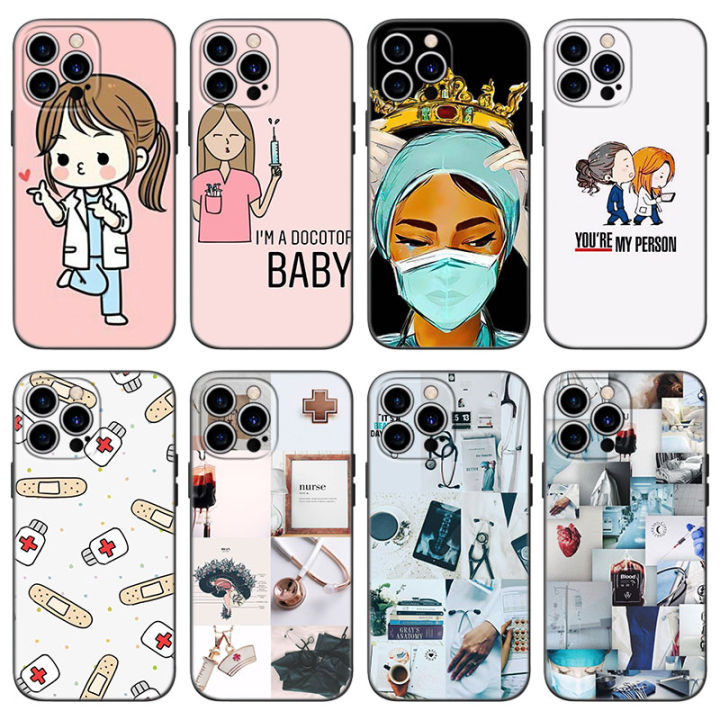 Medicine Doctor Nurse Phone Case For Apple iPhone 12 13 Mini 11 14 Pro X XR XS Max 6 6S 7 8 Plus SE 2020 2022 5S Black Cover