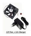 12V DC 4 Inch High Speed Cooling Fan - High Quality Computer Fan wIth 12V Adapter - Size: 92x92x25mm. 
