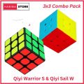 Combo Pack of 2 Original Rubiks Cube 3x3 Sticker Less and Sticker | Best Quality Fast Speed Magic Rubik Speed Cube Educational Puzzle Toys. 