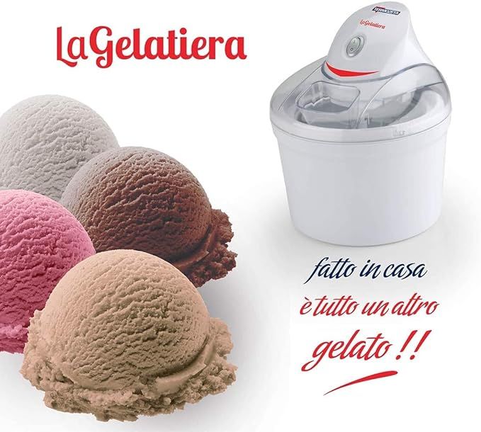 ice cream - ice cream maker machine - ice cream mold - ice cream sticks - Termozeta La Gelatiera ice Maker, Metal/Plastic, 1.2 Liter Capacity ‎12 watts