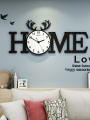Big HOME with Birds 3D Wooden Wall Clock for Home and Office Decor, Laser cut with Watch machine and Self Adhesive Design Paper Wall Clock 3D Wooden Watch DIY Design Decoration HOME With Birds Numeral Quartz White Dial. 