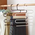 Multi Functional Organizer Trouser Pants Rack Shelves 5 in1 Stainless Steel Wardrobe Magic Hanger Clothes Shelf Tie Scarf Cloth Hang Bars Closet Cupboard. 