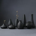 Modern Black Ceramic Flower Vase Centerpieces Office Desktop Decoration. 
