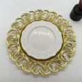 Fancy Golden Round Fiber/Plastic Platter with 13 inches Diameter for Dinner/ Wedding//Engagement/Birthday/Bridal Shower/ Engagement and other festive gatherings / cake serving/ Mithai serving/ Sweet Serving/ Candies/Fruits/Flowers/Nikkah pen Plater/ Gajra. 
