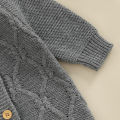 Baby Girls Knit Jumpsuit, Long Sleeve Rabbit Ears Hooded Button Closure Fall Romper for Toddlers. 