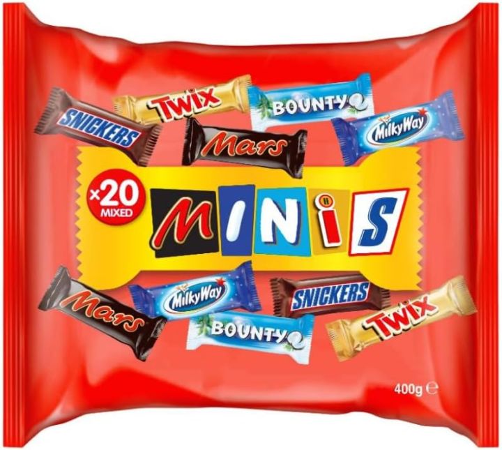 Best Of Minis Chocolate (Mars, Snickers, Bounty, Twix & Milky Way), 20 Mix Bars, 400gm