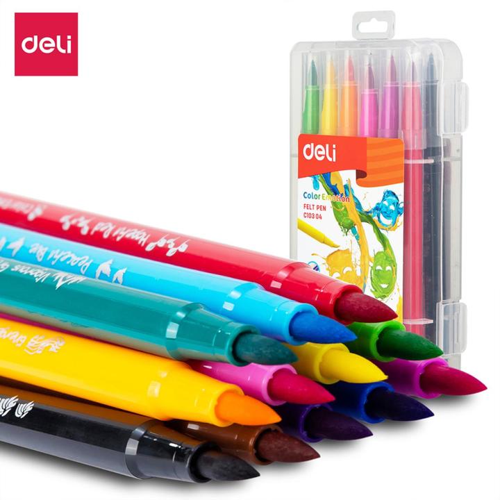 DELI SKETCH PEN 12 COLOUR (PVC BOX)