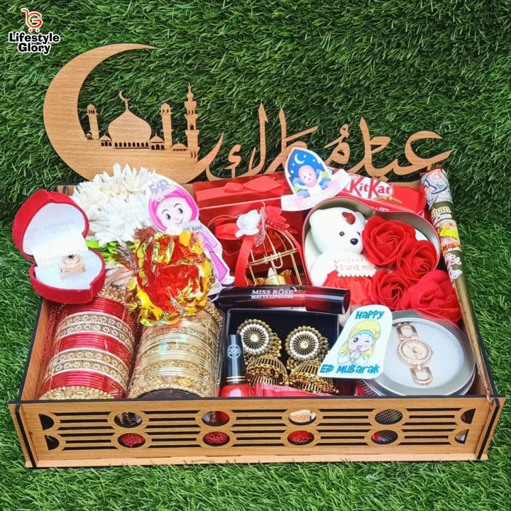 Lifestyle Glory Brand Eid Gift Basket For Your Beloved I Eid Basket For Girls I Eid Collection For Womens I Gift Box I Gift Basket I Gift For Girls I Eid Mubarak Decoration I Gifts For Girls I Eid Tray I Eid Accessories For Girls I  Eidi Basket