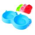 Cat Shaped Double food bowl Pet Plastic food bowl Foodie Puppies Non-Slip, Non-Toxic Pet Feeding Plastic Cat Face Shaped Double Bowl Food & Water Feeder 2-in-1 Bowl for Dogs, Puppies, Cats & Kittens - Multi Colour. 