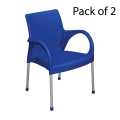 Boss Chair BP-682 STEEL PLASTIC RATTAN CHAIR WITH ARMS (Pack Of 2). 