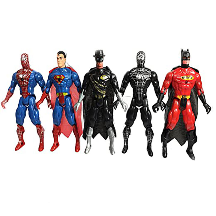 Justice League | Super Hero's Action Figures Set with LED Light on Chest & All Movable Joi | (Medium, 17Cms) (5 in 1).