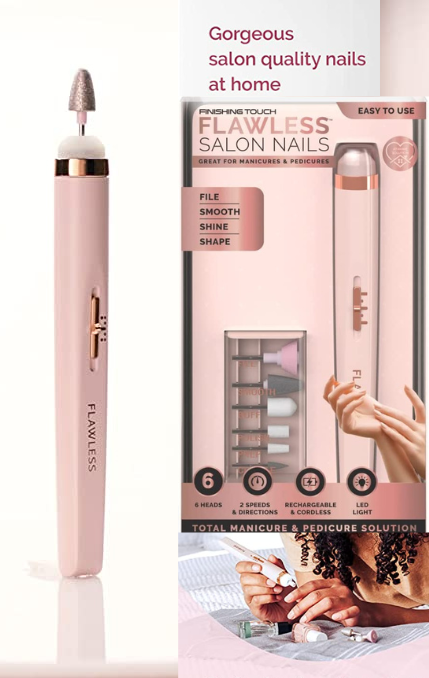 Flawless Nail Salon Rechargeable , Electric Drill Professional Manicure Pedicure Kit Color  Polish Remover Machine