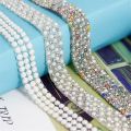 1 Yard Garment Clothing Accessories Wedding Dress Pearl Chain Crystal Banding Applique Hot Fix Rhinestones Trimming. 