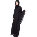 Double Layer Imported Chiffon Material Kaftan Abaya With Scarf For Girls Ladies Durable Quality-Black Color. 