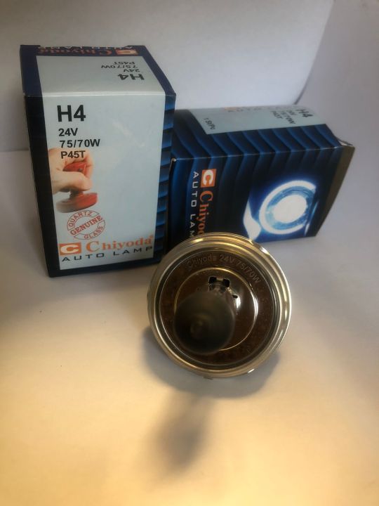 H4 P45-T 24V75/70W Clear Chiyoda Brand Headlight Bulb for  larger vehicles like trucks, some heavy-duty commercial vehicles, or certain specialized vehicles like some military or agricultural machinery.