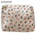 ECHIDNA Cosmetic Bag Floral Print Soft Fabric Makeup Bag. 