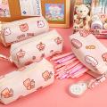 Kawaii Cute Bear Pen Pencil Pouch Geometry For Boys & Girls Students School Pencil Case Large Capacity Soft Canvas Little Bear Pencil Case Storage Bag Multipurpose Korean Pencil Pouch with Zipper & Handle For Stationery Lovers. 