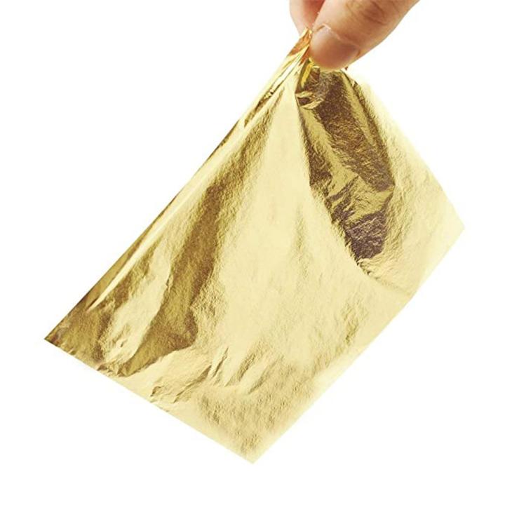 EASE Gold Foil Pack of 100 (6 x6 inches) for Art Decoration, Gilding, and Craft Work (