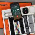 Y20 7-in-1 Ultra Smart Watch, 2.02" HD Display, Bluetooth Calling, Health and Sports Tracking, Wireless Charging, 7 Straps. 