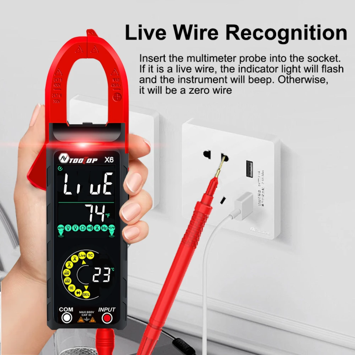 Smart 400A AC DC Clamp Meter 6000 TOOLTOP X6 Counts Ammeter Voltmeter ...