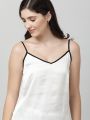White Shoulder Straps Cami & Shorts Nightsuit For Women. AF-037WHT. 