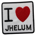 I Love JHELUM Embroidered Iron On Patch Sew On Badge Bags Caps Jeans and Jackets. 