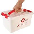 Plastic First Aid Box Lockable Medicine Storage Box Emergency Cabinet Organizer with Detachable Tray and Handle Portable for Home Camping Travel Hikingm. 