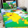 Export Quality Kids Single Bedsheet Pure Cotton Kids Cartoon Bed Sheet Set - KBS04. 