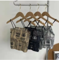 Ladies Design Small Sense Newspaper Print Vest Summer Inner Bottom Tube Top Beauty Chest Strap NF87364. 