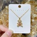 Fashion Income Heartbeat Bear Necklace Hollow Station Heart Teddy Bear Cute Fresh Light Luxury Personality Smart Love Pendant. 