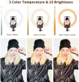 26cm Ring Light with Mobile Holder, Stand Holder and 7ft Stand, RingLight with 7 Feet Stand, Three Colours Makeup LED RingLight with Tripod Stand, Dimmable Selfie Ring Light with USB for Videography and Photography. 