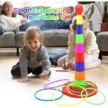 Ring Toss Game With 18 inch Stand - Floatable Rings - Multi-Colored Durable Plastic Rings - Competitive Tossing Game for Kids and Adults - 16 cm (6.3 inch) and 14.5 cm (5.7 inch) Rings. 