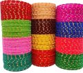 Fancy Women Classic UNBREAKABLE Valvet Glass Bangles 10 Colors set Best for Gift for Girls. 