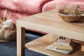 IKEA Coffee table, LACK Table, beige (white stained oak effect) Length: 90 Width: 55 cm, Height: 45 cm, With bottom shelf for additional storage.. 
