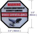 Video Surveillance Sticker Sign,Adhesive Under 24 Hours Security Warning Signs, Glass Window Warning Sign Label Sticker (Video-2pcs). 