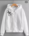 Flower Printed Fleece Zipper Jacket for Girls and Women, Trendy, Comfortable, Durable, and Soft Fabric for Casual Wear. 