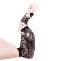 Women Solid Color Fishnet Half Hand Fingerless Long Gloves with Thumb Hole. 