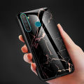Biruiqu For Realme 5 5s 5i Realme C3 Shockproof Fashion Marble Tempered Glass Back Case Cover. 