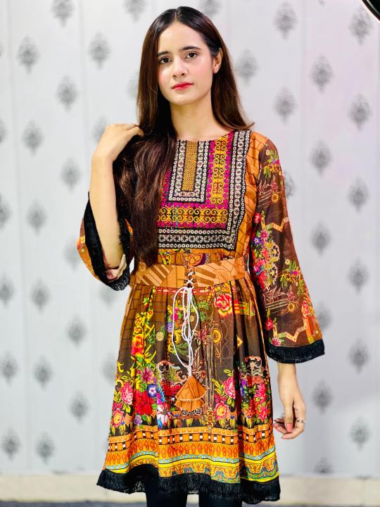 Long Tail Linen Dori Frock for Ready to Wear Girls and Women | Daraz.pk