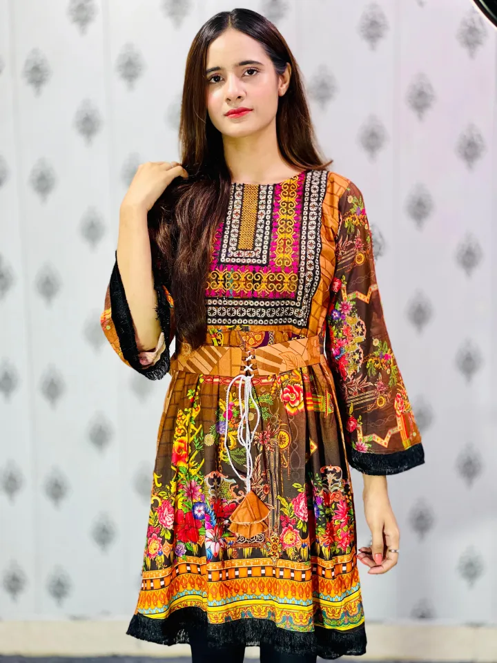 Lawn Tail Frock Design Ladies Lawn Cotton Dori Long Tail Patch Frock Ready  To Wear For