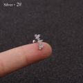 Superman Ruoias Rose Curved Cz Cartilage Stud Helix Rook Conch Screw Back Earring 10g Stainless Steel Ear Piercing Jewelry. 