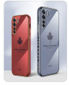 For OPPO F15 / OPPO Reno3 Cover + Wrist Strap Fashion Shiny Maple leaf Plating Square Bumper Phone Case Soft TPU Silicone Shockproof Protective Back Cover. 
